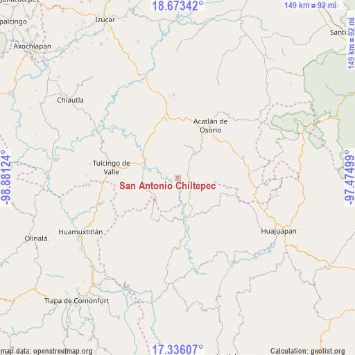 San Antonio Chiltepec on map