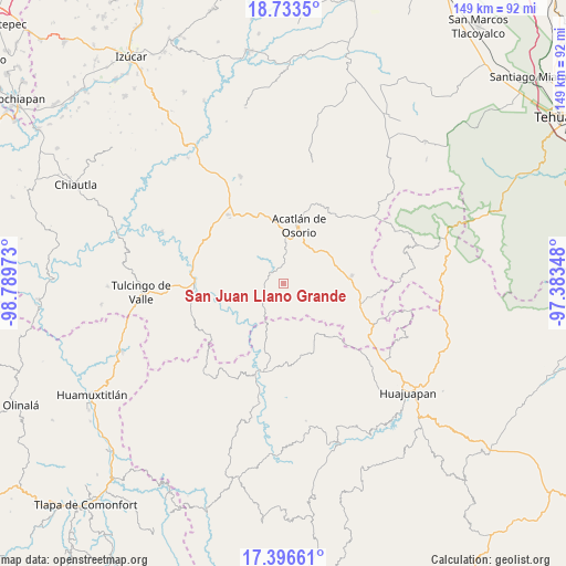 San Juan Llano Grande on map