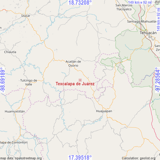 Texcalapa de Juárez on map