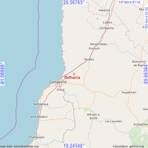 Bethania on map