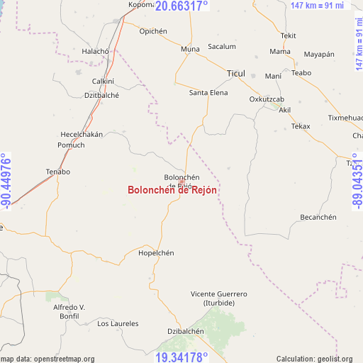 Bolonchén de Rejón on map
