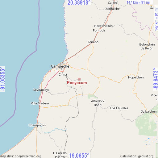 Pocyaxum on map