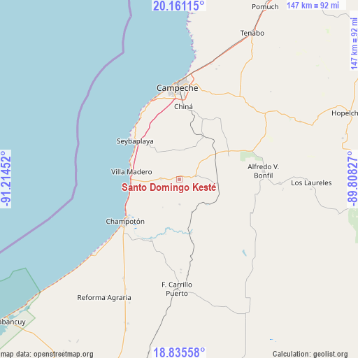 Santo Domingo Kesté on map