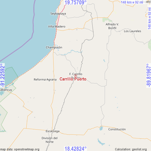 Carrillo Puerto on map
