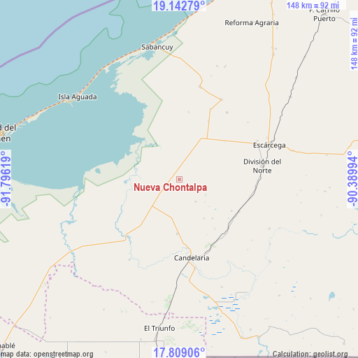 Nueva Chontalpa on map