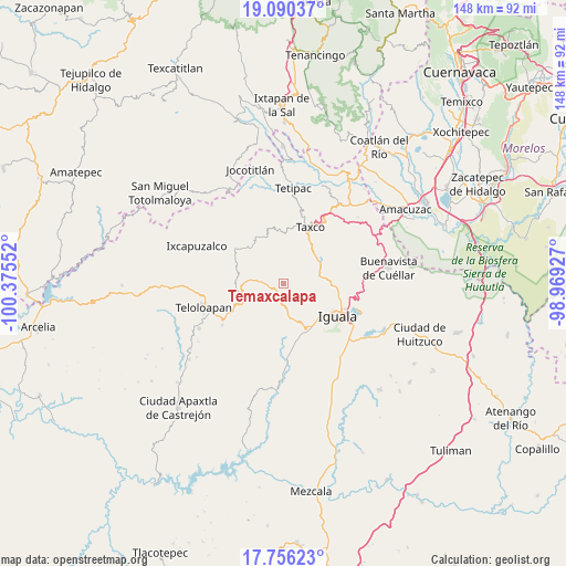 Temaxcalapa on map
