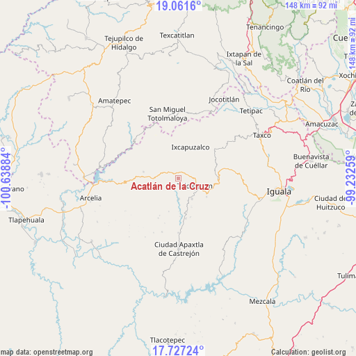 Acatlán de la Cruz on map