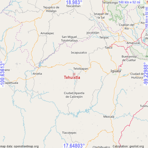 Tehuixtla on map