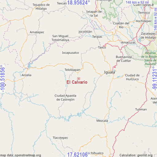 El Calvario on map