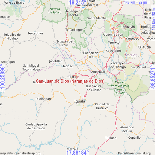San Juan de Dios (Naranjas de Dios) on map