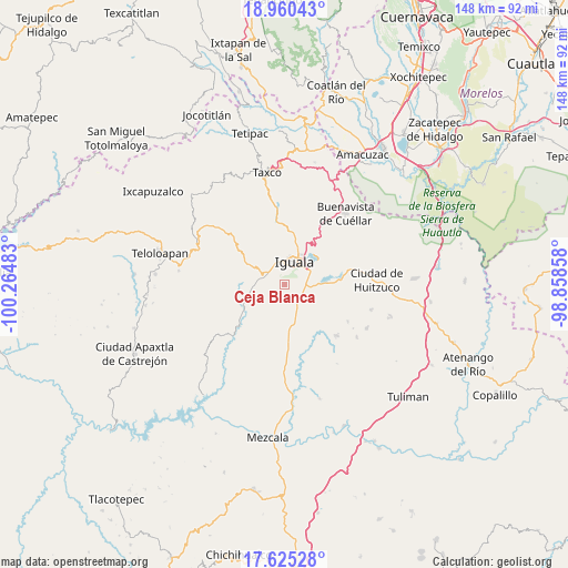 Ceja Blanca on map