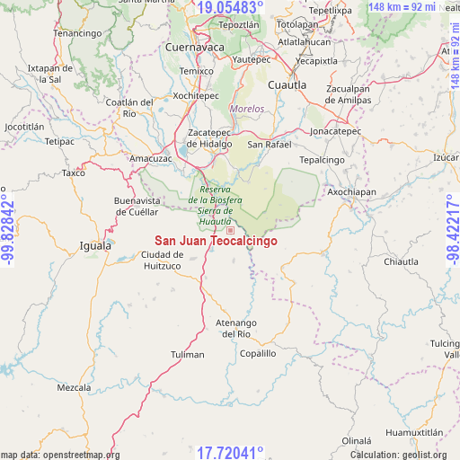 San Juan Teocalcingo on map