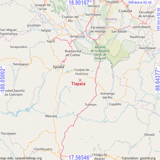 Tlapala on map