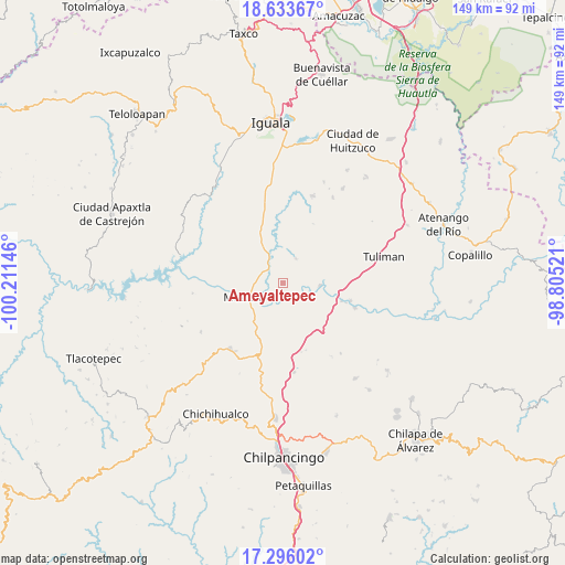 Ameyaltepec on map