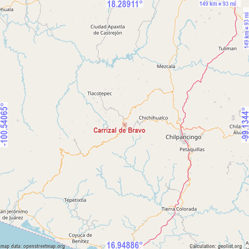 Carrizal de Bravo on map