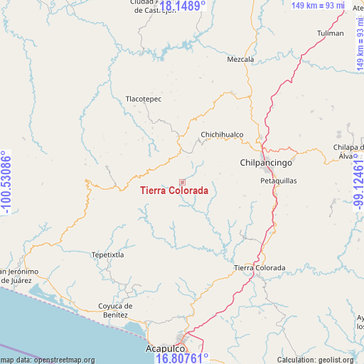 Tierra Colorada on map