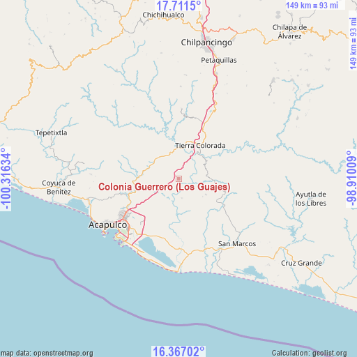 Colonia Guerrero (Los Guajes) on map