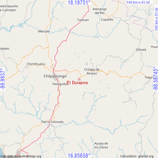 El Durazno on map