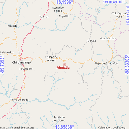 Ahuixtla on map