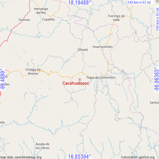 Cacahuatepec on map