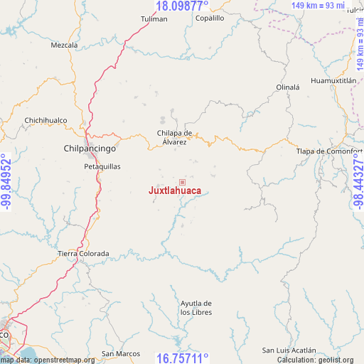Juxtlahuaca on map
