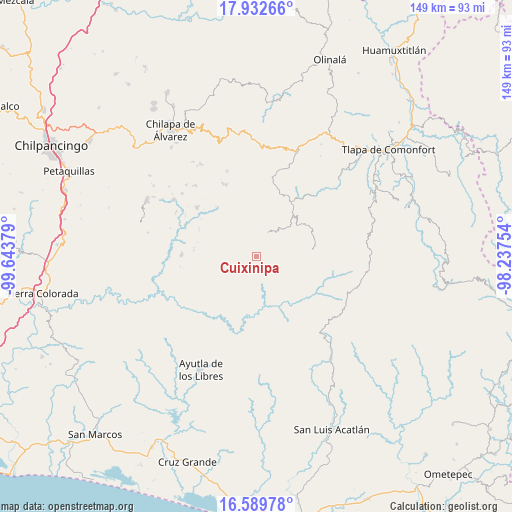 Cuixinipa on map