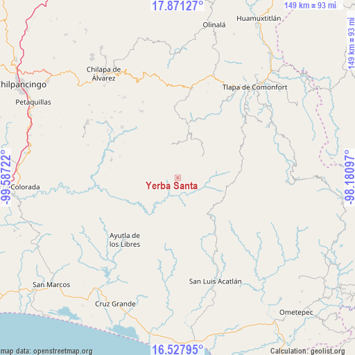 Yerba Santa on map