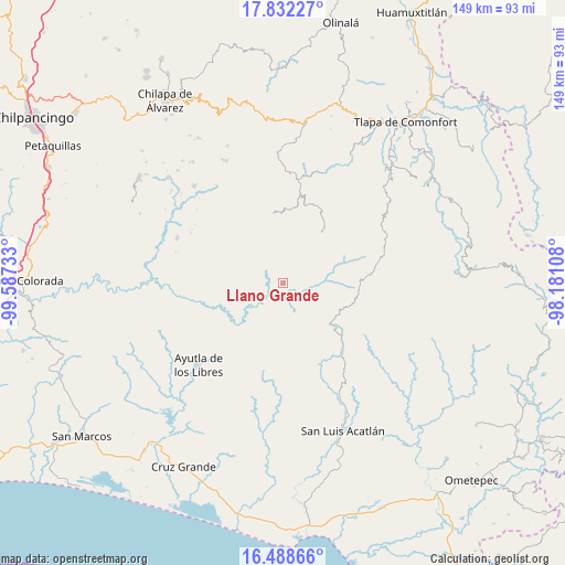 Llano Grande on map