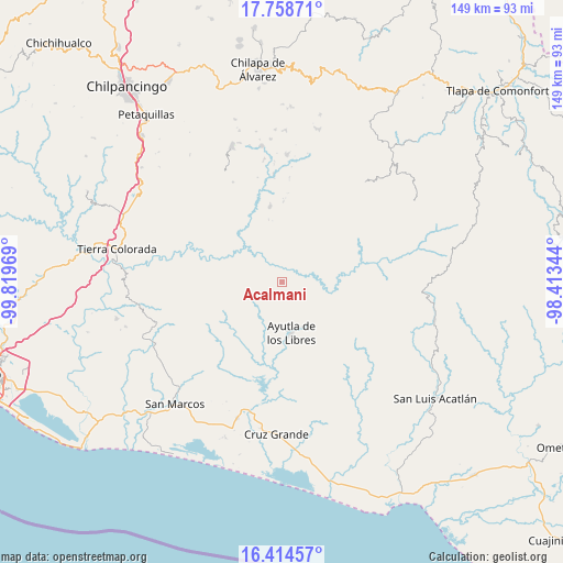 Acalmani on map
