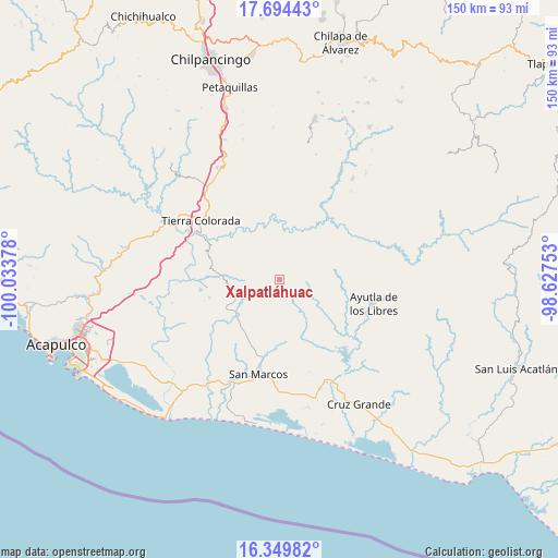 Xalpatláhuac on map