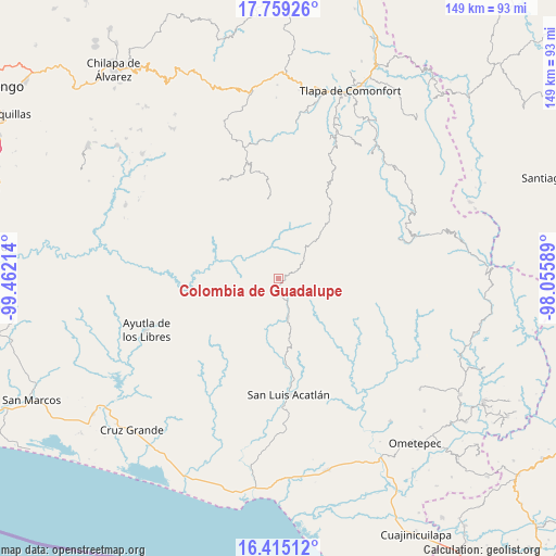 Colombia de Guadalupe on map