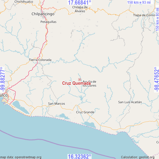 Cruz Quemada on map