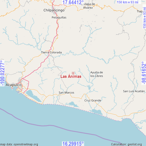 Las Ánimas on map