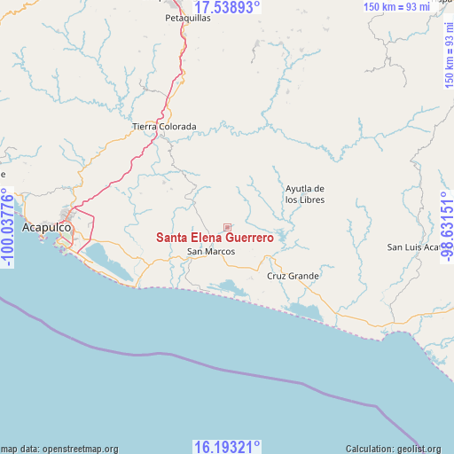 Santa Elena Guerrero on map