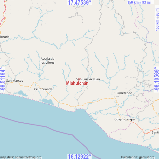 Miahuichán on map