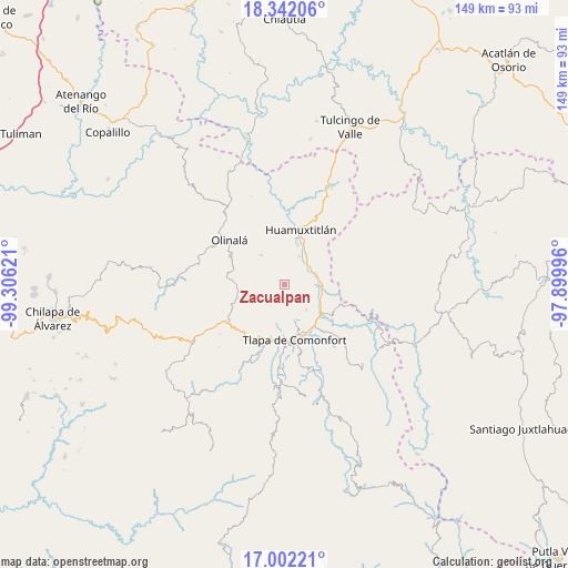 Zacualpan on map