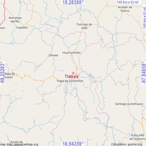 Tlatzala on map