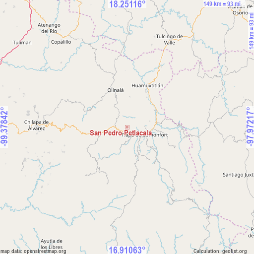 San Pedro Petlacala on map