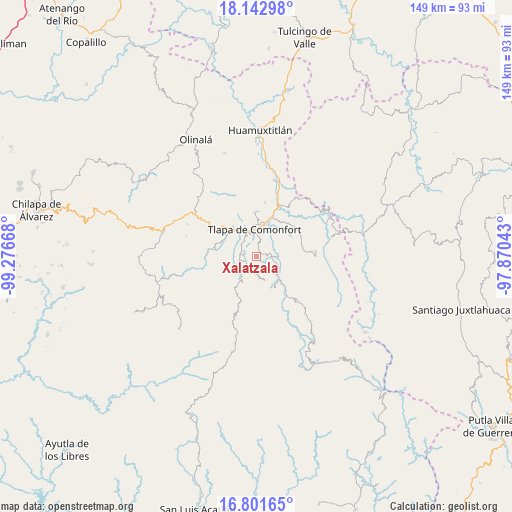 Xalatzala on map
