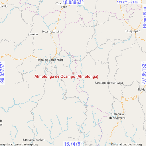 Almolonga de Ocampo (Almolonga) on map