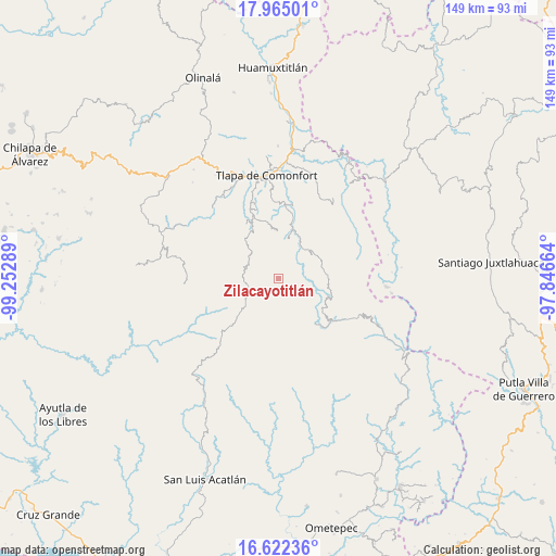 Zilacayotitlán on map