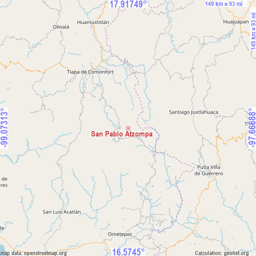 San Pablo Atzompa on map
