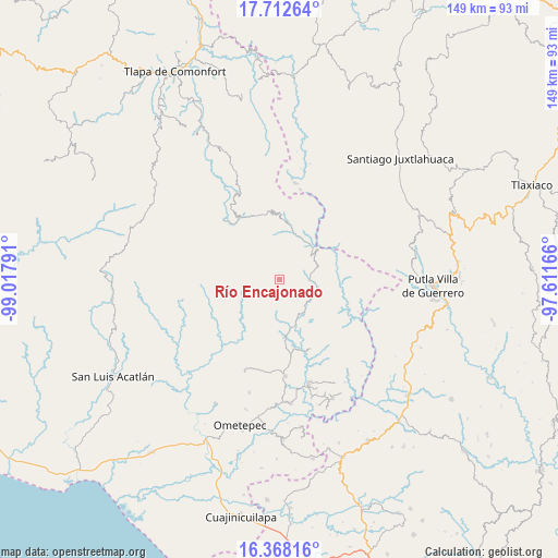 Río Encajonado on map