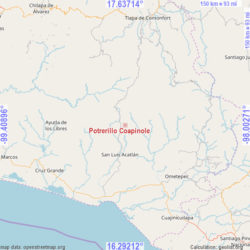 Potrerillo Coapinole on map