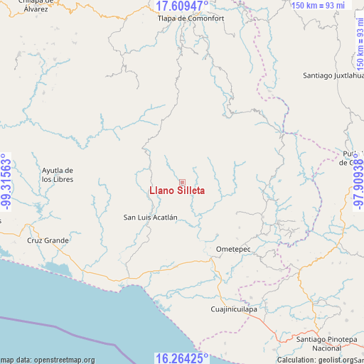 Llano Silleta on map