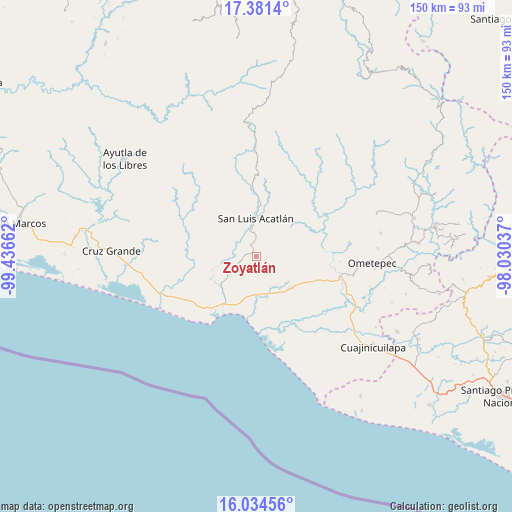 Zoyatlán on map
