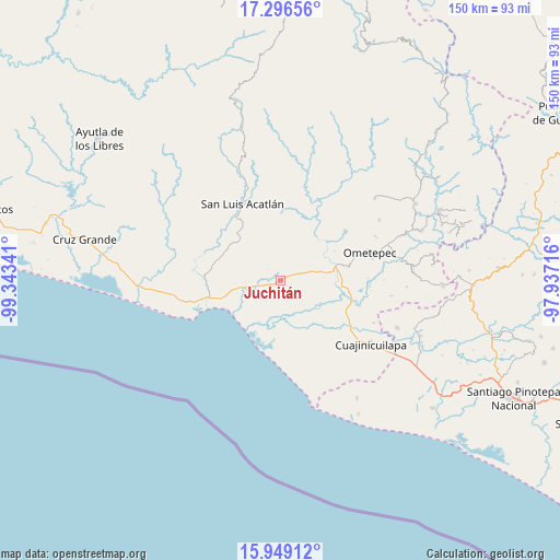Juchitán on map