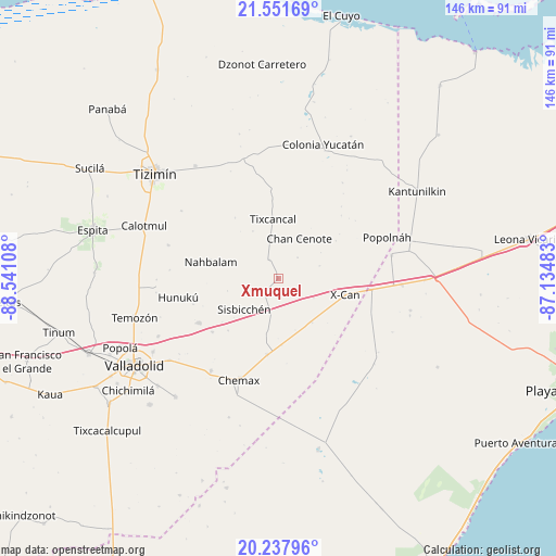 Xmuquel on map
