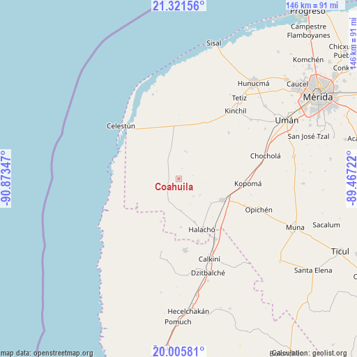 Coahuila on map