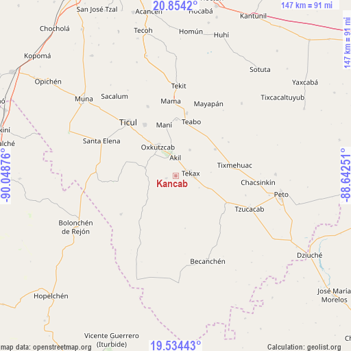 Kancab on map